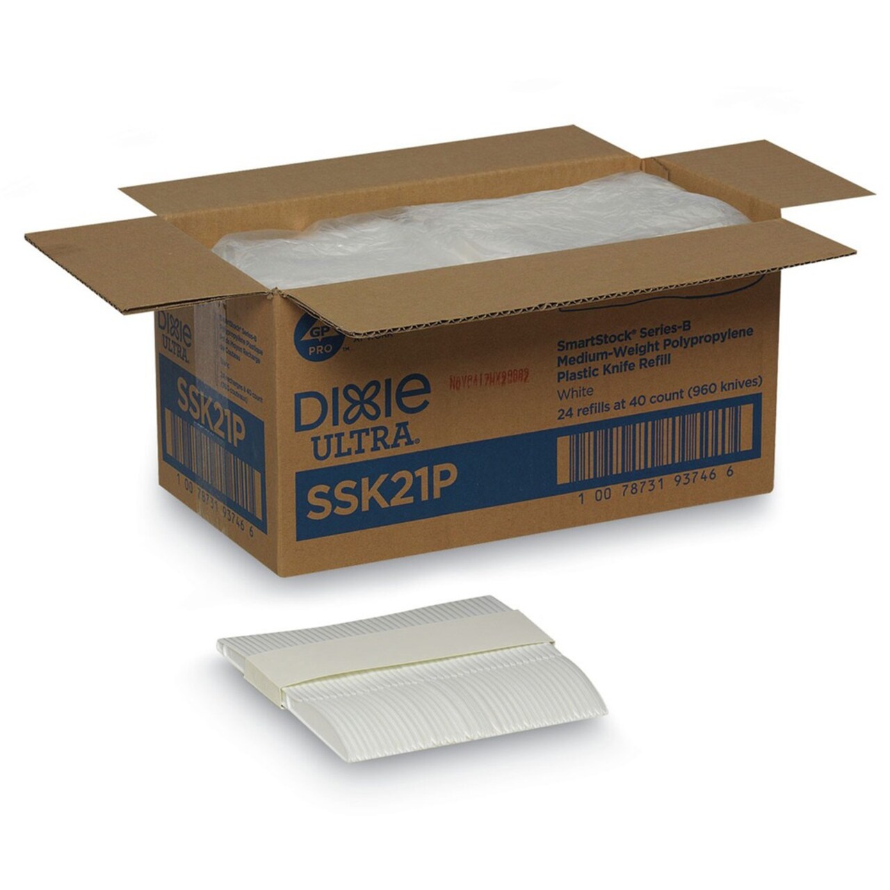 Dixie SmartStock Series-B 6.3 in. Mediumweight Plastic Cutlery Knives Refill - White (40/Pack, 24 Packs/Carton)